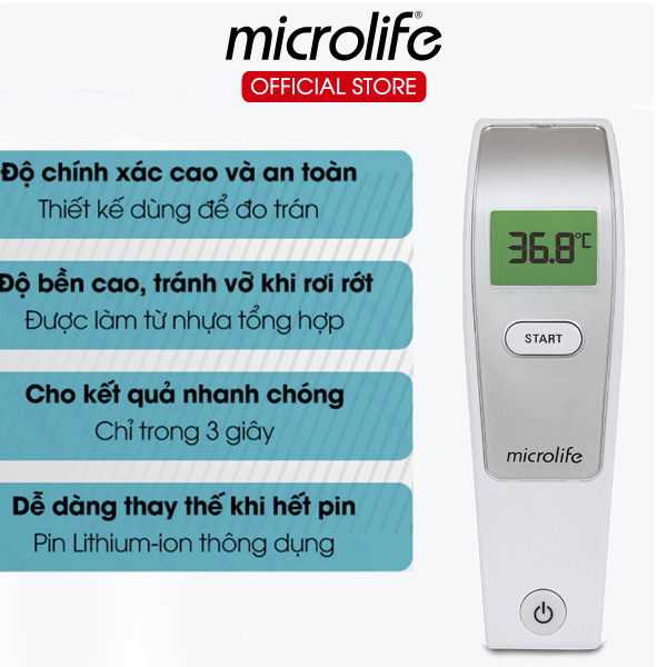 Nhiệt Kế Hồng Ngoại Đo Trán Microlife FR1MF1 | Đo Thân Nhiệt Trẻ Em, Người Lớn - Đo Nhanh 1 Giây - Hình ảnh 2
